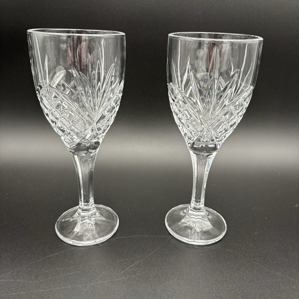 Vtg Godinger Shannon Crystal DUBLIN Wine/All-Purpose Goblet 8"x3 1/4" Set of‎ 2